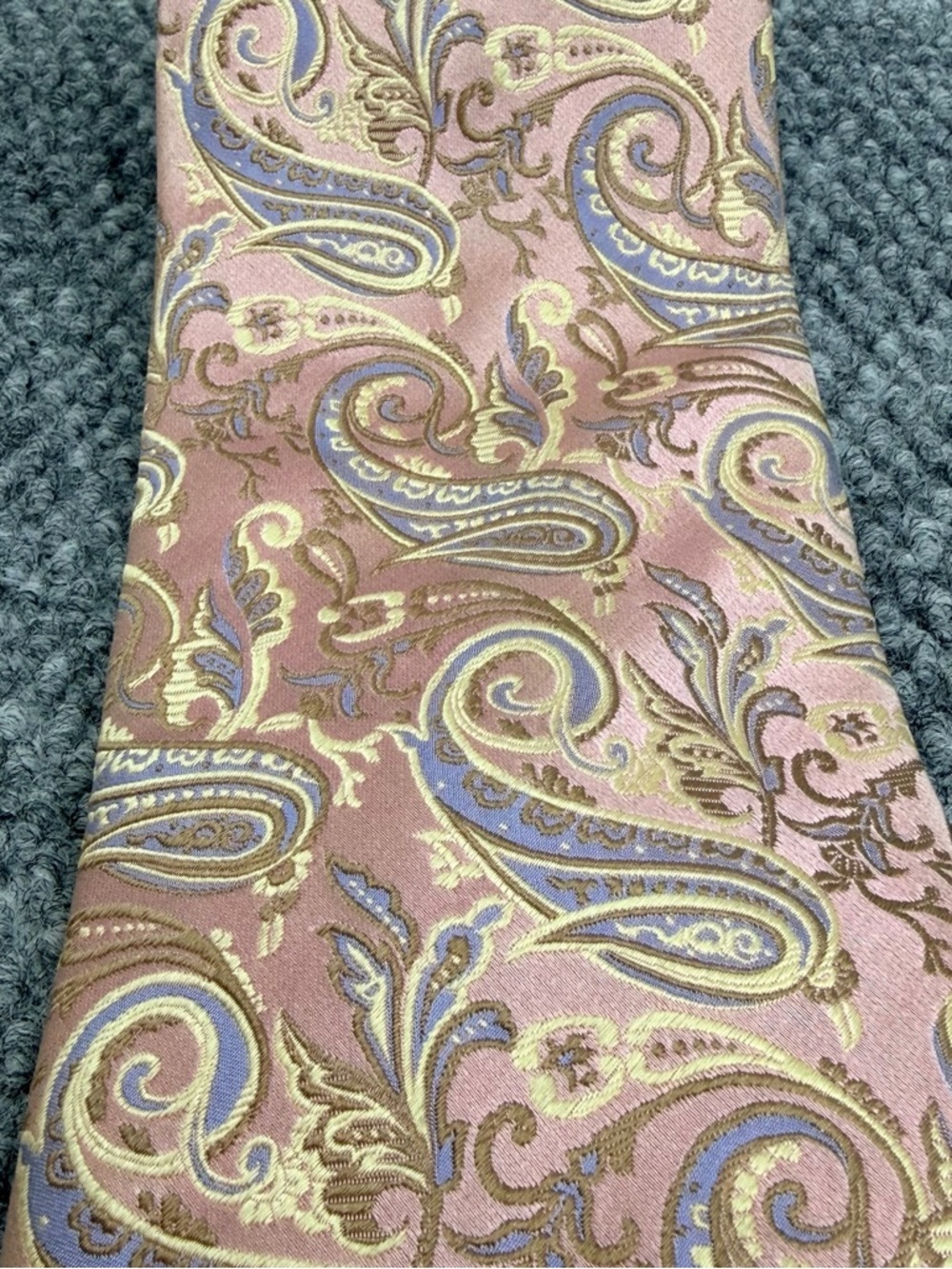 Bocara Mens Silk Neck Tie Pink Lavender Gold Jacquard Paisley Luxury Handmade - Picture 2 of 3